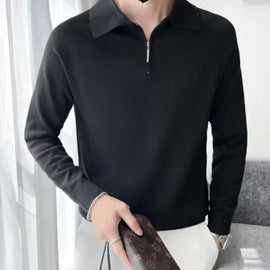 Long Sleeve Polo Shirt - Black