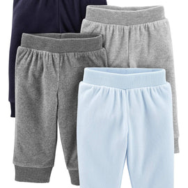 Simple Joys by Carter's Baby 4-Pack Fleece Pants 0-3 Months Dark Grey/Grey Heather/Light Blue/Navy