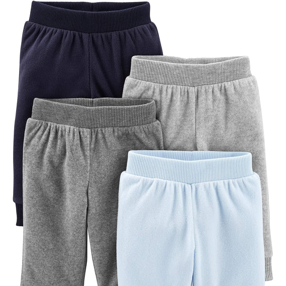 Simple Joys by Carter's Baby 4-Pack Fleece Pants 0-3 Months Dark Grey/Grey Heather/Light Blue/Navy